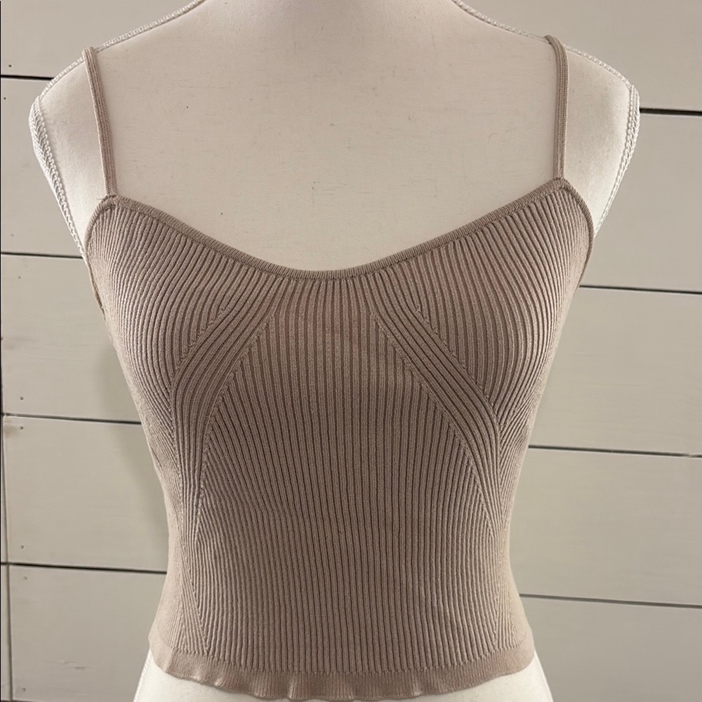 H&M Tan Ribbed Fitted Camisole